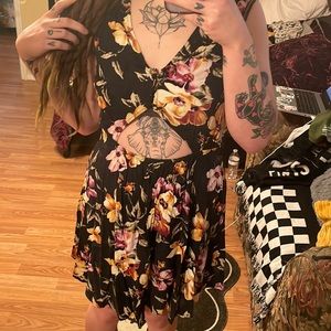 Floral cut out dress